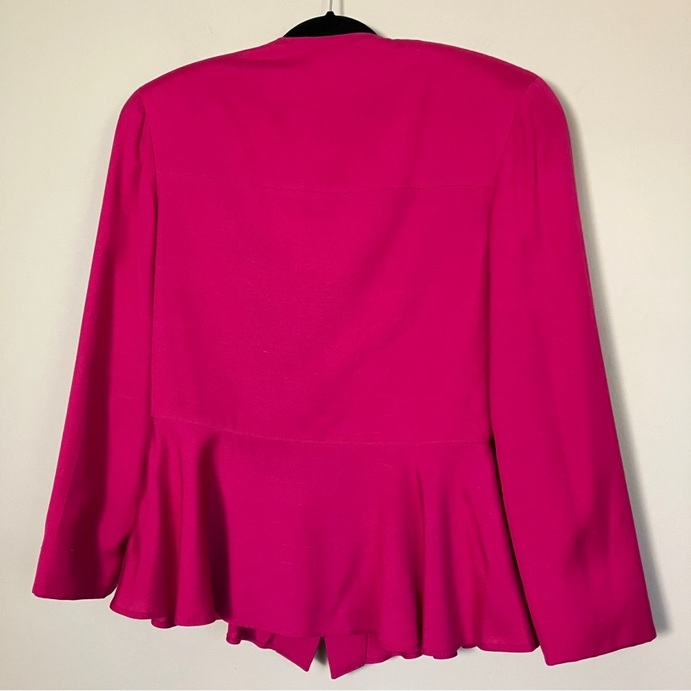 Vintage 80s blazer & Pencil Skirt set Selma Bos Canada pink peplum retro - Picture 8 of 15